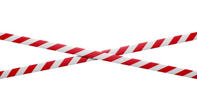 im Wind schaukelnde gekreuzte Absperrb&auml;nder, rot/wei&szlig;