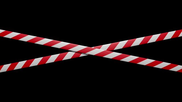 im Wind schaukelnde gekreuzte Absperrb&auml;nder, rot/wei&szlig;