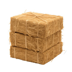 A pile of hay in the shape of a box isolated on white background