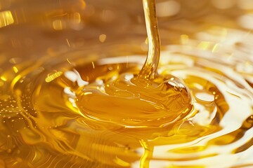 Surrender to the golden embrace of liquid honey, its viscous flow capturing the essence of pure sweetness