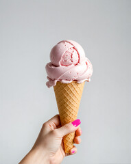 strawberry ice cream in a hand