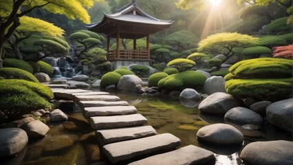 beautiful Zen japanese garden background