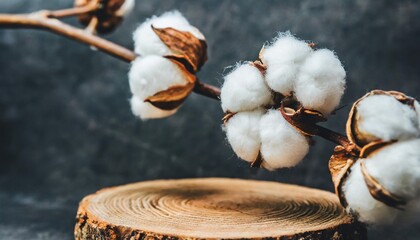 branch white cotton flowers wooden podium wallpaper pictures background hd