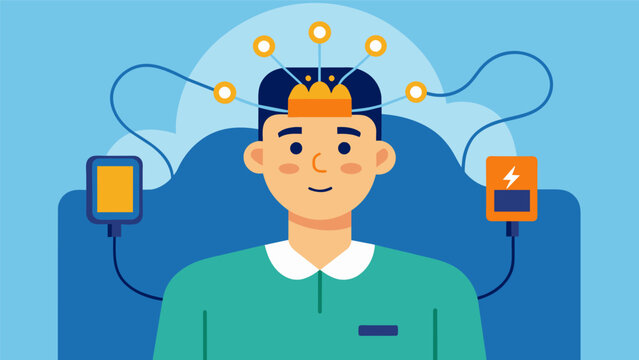 A patient undergoes transcranial direct current stimulation tDCS a noninvasive form of neurostimulation to target and regulate overactive brain.