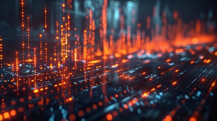 Fototapeta premium Binary code flowing through a circuit board.