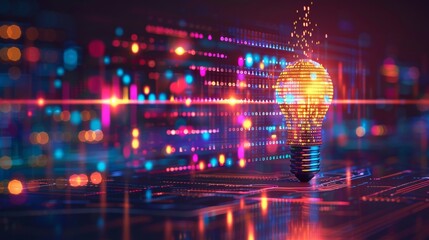 Obraz premium Binary code light bulb idea concept.