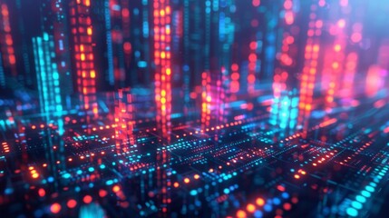 Binary code with red and blue lights