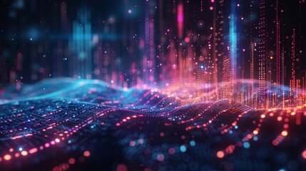 Binary data flow. Big data visualization.