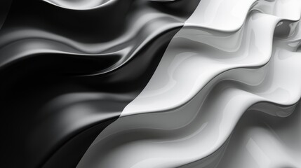 Obraz premium Black and white abstract 3D rendering of a wavy surface