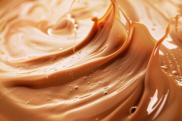 Immerse yourself in the velvety embrace of liquid caramel, its smooth surface reflecting the warmth of pure indulgence