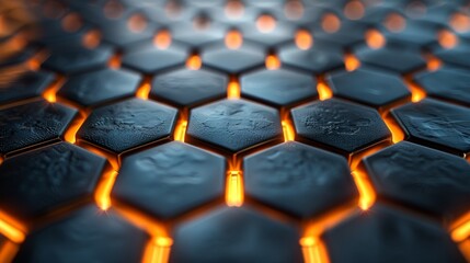 Obraz premium Black and yellow glowing hexagons