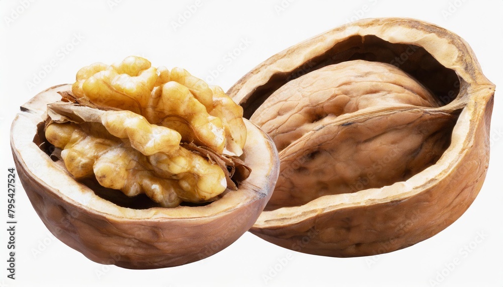 Wall mural open nut walnut in png isolated on transparent background - Wall murals