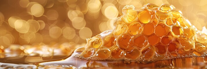 Immerse yourself in the honeyed glow of liquid honey, its golden essence reflecting warmth and abundance
