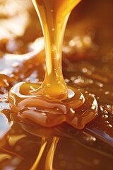 Immerse yourself in the golden glow of liquid caramel, its smooth flow and rich flavor promising a moment of pure joy