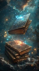 Books floating in space