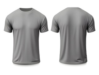 Heather gray t-shirt front and back view clothes on isolated white background