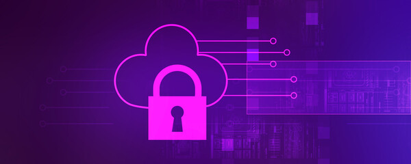 2d illustration Cloud computing, security