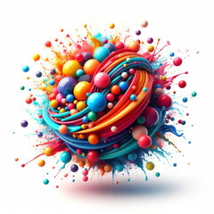 Fantástica explosión en espiral colorida salpicadura de pintura líquida sobre fondo negro tinta dinámica líquida abstracta y textura ahumada