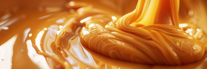 Delve into the rich warmth of liquid caramel, its golden glow and luscious sweetness enveloping you in pure delight