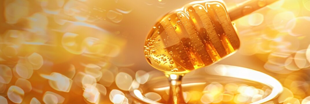 Delve into the amber depths of liquid honey, its tantalizing aroma and rich flavor promising moments of pure delight
