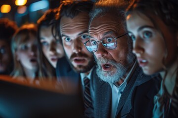 Dynamic image of nondescript figures in an urban scenario, conveying the concept of busy nightlife