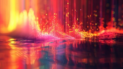 Fototapeta premium Colorful lights reflected on a surface.