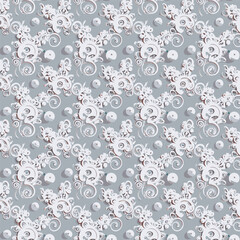 Seamless colorful beautiful 3d floral peach tone background pattern design.