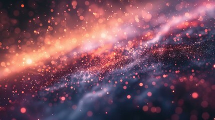 Fototapeta premium b'Glowing pink and purple particles flowing in space'