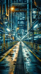 Fototapeta premium b'The intricate network of pipes and valves in an industrial setting'