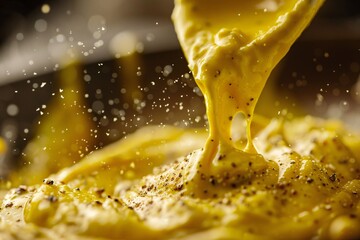 Lose yourself in the tantalizing aroma of mustard, its creamy texture and bold flavor captivating - obrazy, fototapety, plakaty