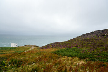 Coastal scenery in north Wales on a foggy spring day