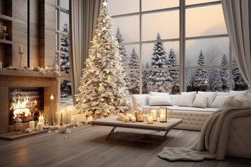 Modern house christmas decoration fireplace