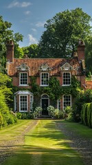 Obraz premium b'Charming English Countryside Cottage with Beautiful Garden'