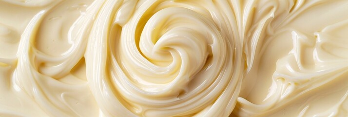 Lose yourself in the creamy swirls of liquid mayonnaise, its subtle fragrance and smooth consistency inspiring calm - obrazy, fototapety, plakaty