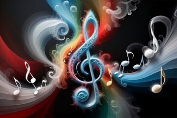abstract musical background with musical treble clef and notes