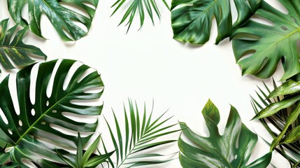 A large green leafy plant with a variety of leaves and stems. Concept of growth and vitality, as well as the beauty of nature