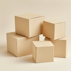 A set of cardboard boxes for transporting and storing various things. no logos or inscriptions.