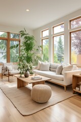 Fototapeta premium b'A bright and airy living room with a large windows'