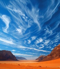 b'Blue sky and white clouds over the desert'