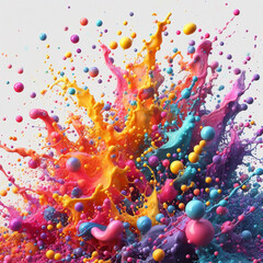 Fondo líquido colorido con ondas y salpicaduras de colores - obrazy, fototapety, plakaty