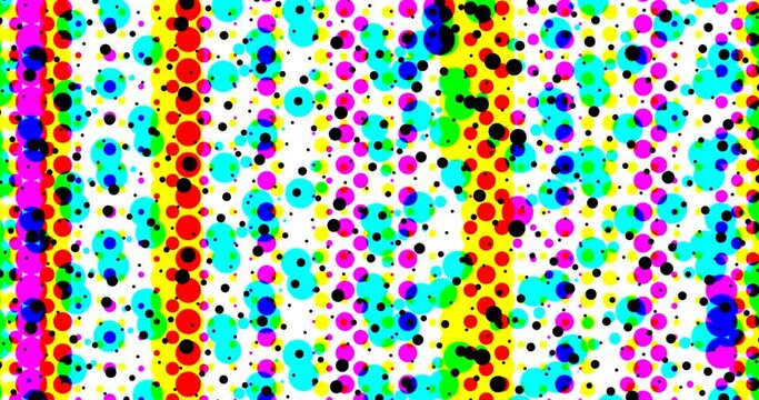 Halftone CMYK dots way 4k animated background.