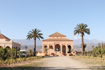 Fototapeta na wymiar palace xith palm trees in morocco