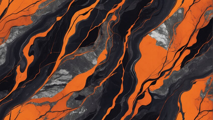 Ember Veins, Intense Orange Marble Texture Infused with Dark Accents, Echoing Mysterious Depths.