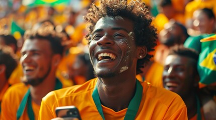 Fototapeta na wymiar close-up of a fanatical Brazilian fan