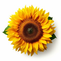 b'Sunflower in full bloom isolated on white background'