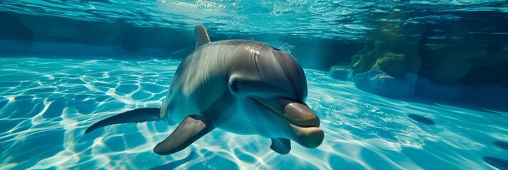 Graceful movements of dolphins underwater