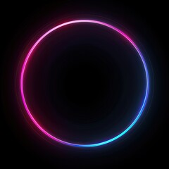 A glowing neon circle in the dark.