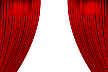 red theater curtain that dropped down as a straight line. Background for inserting text, empty...