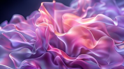 Obraz premium 3d render of abstract background with wavy pink and purple colors, flowing fabric on dark background