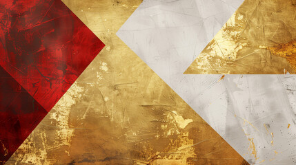 Abstract geometric gold and red textured background.  Generative AI